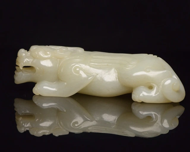Chinese Exquisite Handmade Brave Troops carving Hetian Jade Statue