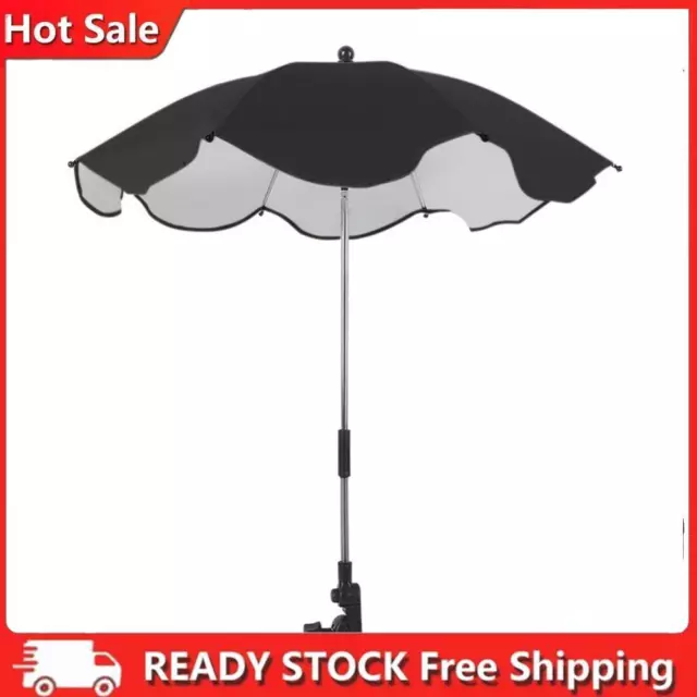 UV Protection Baby Stroller Parasol Adjustable Waterproof Umbrella (Black)