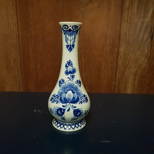 VINTAGE VASE DELFTS Blauw Royal Goedewaagen Handpainted Holland 18x8cm ...