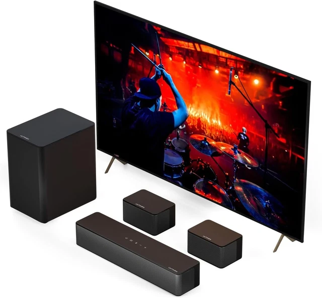 5.1 VIRTUAL SURROUND Sound Bar, Wireless Surround Sound System for TV £ ...
