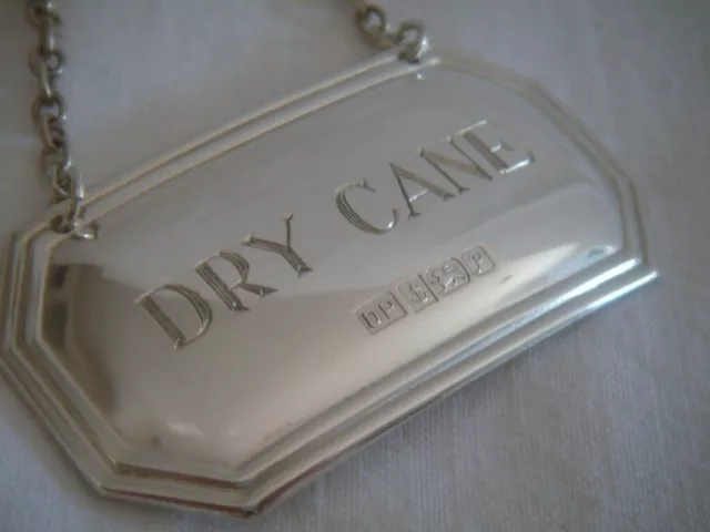 Sterling Silver Dry Cane Decanter Label Douglas Pell 1989 Birmingham Hallmark