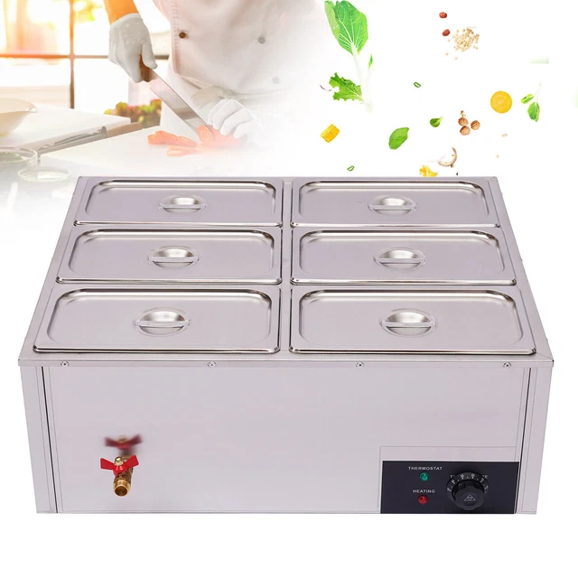 110V Food Warmer 6 Pan Bain Marie Steam Table Steamer New Restaurant Equipment
