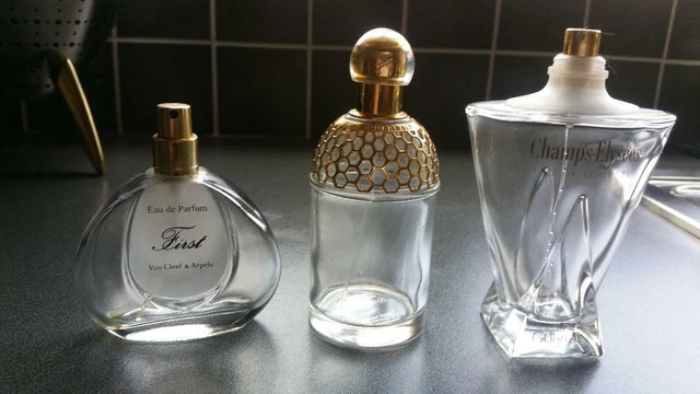 GUERLAIN X2 AND Van Cleef Arpels empty perfume bottles. 3.60