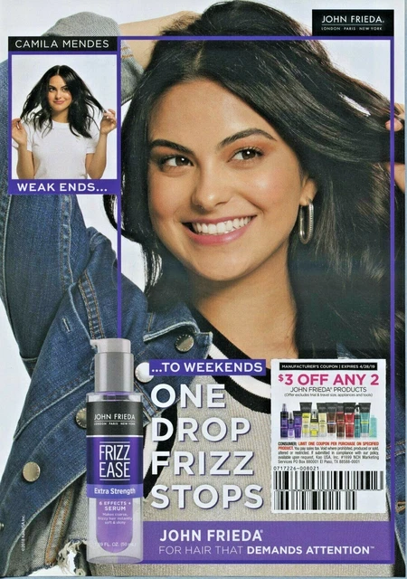 ORIGINAL MAGAZINE AD Actress Camila Mendes for John Frieda Frizz Ease