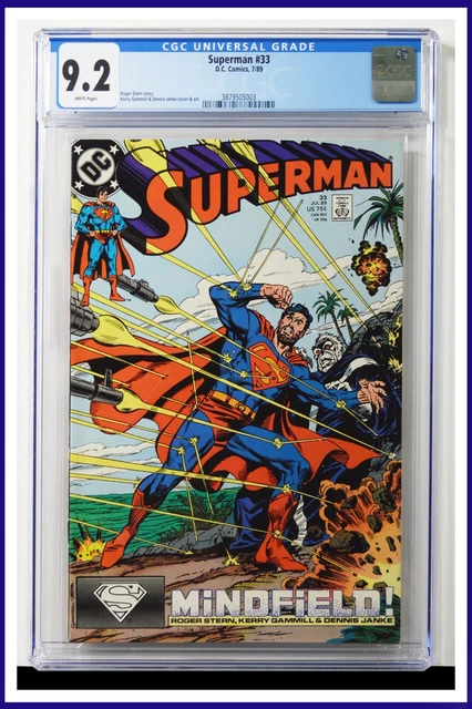 Superman #33 CGC Graded 9.2 DC July 1989 White Pages Comic Book.
