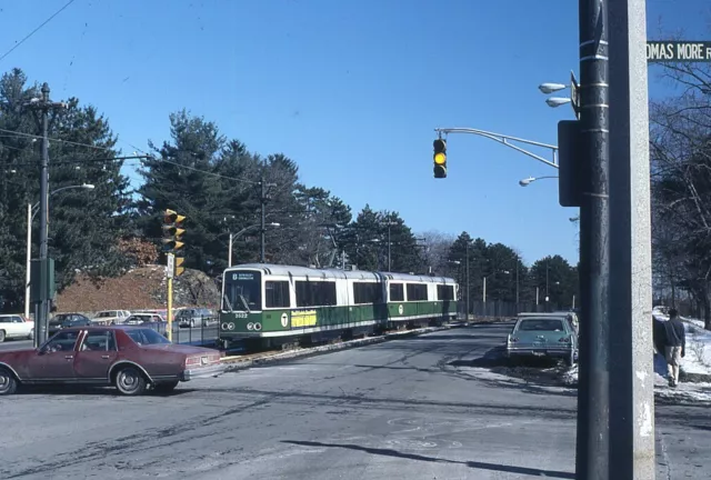 Trolley Slide - Boston T MBTA #3522 LRV Transit Train Car 1981 Commonwealth Ave