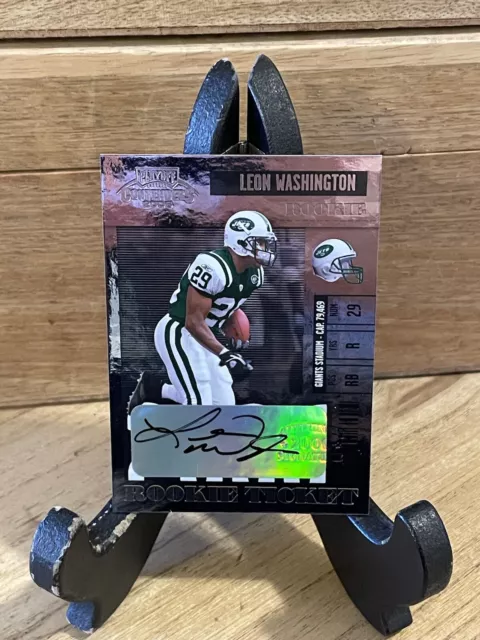 2006 Donruss Playoff Ticket Leon Washington RC Auto New York Jets/Florida State