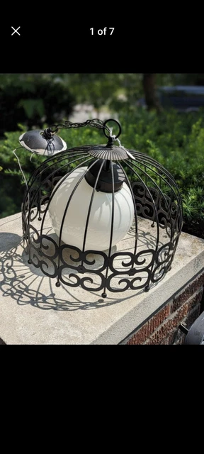 Vtg MCM Arthur Umanoff Black Hanging Scroll Lamp
