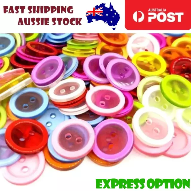 100x Round 2 Hole Resin Buttons Flatback Children's Clothing Sewing 15mm