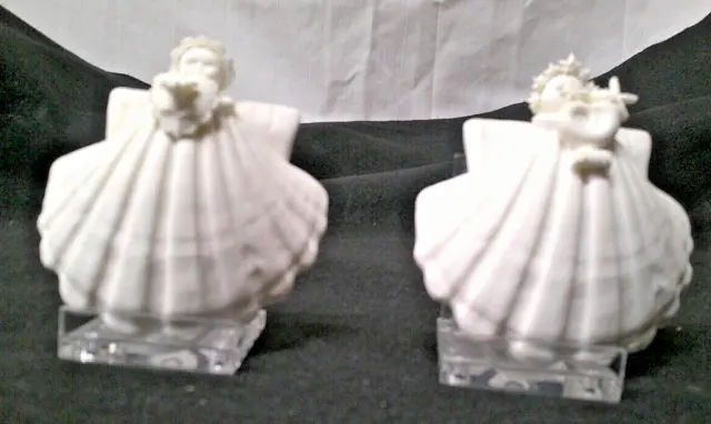 A Pair of Margaret Furlong Shell Angel Ornaments with Stands