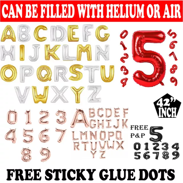 42" inch Gold Foil Number/Letter Helium Large Balloon Birthday Party Wedding uk