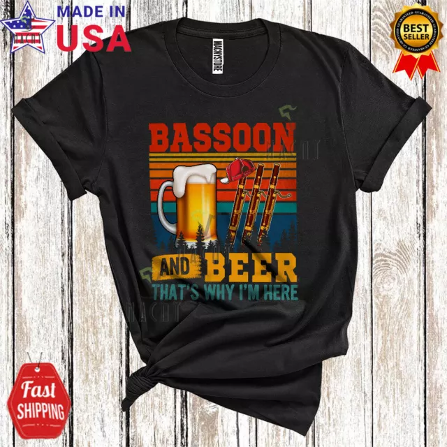 Vintage Retro Bassoon Beer I'm Here, Humorous Beer Drinking, Drunk Team T-Shirt