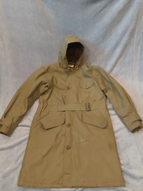 WWII US NAVY USN Deck Jacket. Winter Parka Green Trench Coat. Sz 40 ...
