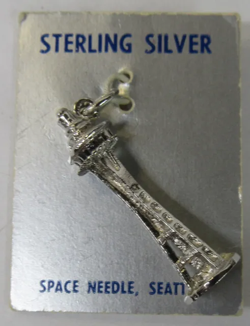 Sterling Silver SPACE NEEDLE 1.25" silver charm MOC 1962 SEATTLE WORLDS FAIR