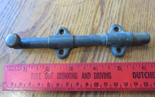 1 Vintage Brass slide latch brass & Cast Iron window cabinet salvage hardware