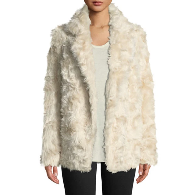 Theory Clairene Jackson Faux Fur Jacket Coat Size L Cream Ivory Retail $695