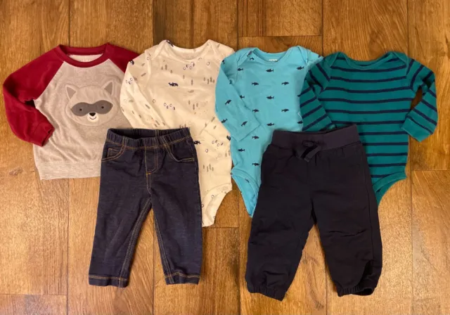 Carters Baby Boy 12 Mo Shirts Bodysuits Pants Jeans Clothes Fall Winter Lot