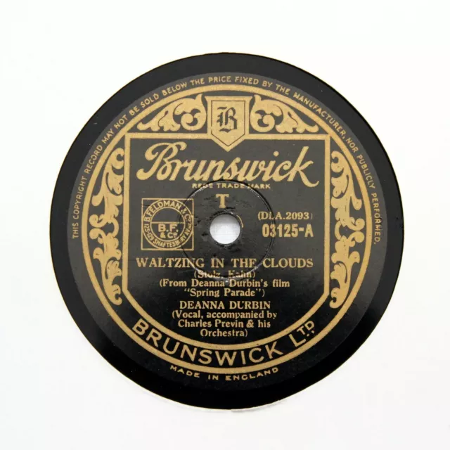 DEANNA DURBIN "Waltzing In The Clouds" (E+) BRUNSWICK 03125 [78 RPM]