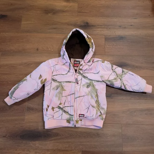 Berne Realtree Girls M 8-10 Pink Camo Hooded Jacket Full Zip Coat Pockets