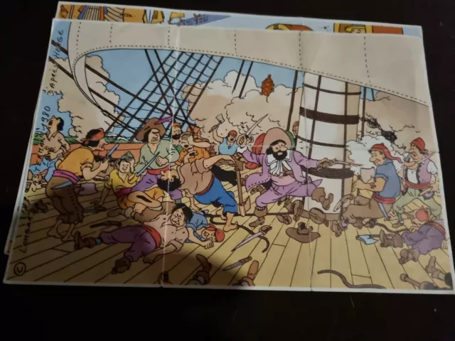 TINTIN Mini-poster jeux  la licorne offert par Vache Grosjean 1980 Très bon état