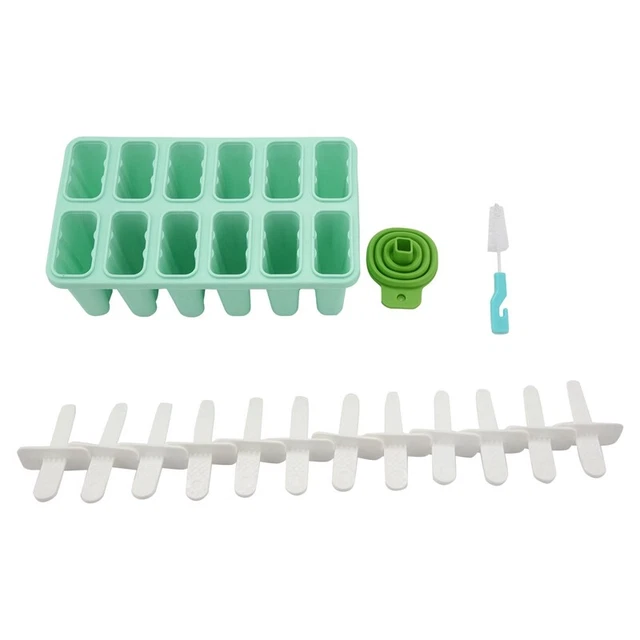 Stampi Per Ghiaccioli In Silicone, 12 Pezzi Con 50 Bastoncini Inclusi - Morbidi, Riutilizzabili E Facili Da Sformare - Ideali Per Succo, Yogurt E Gelato Fatti In Casa (Verde)