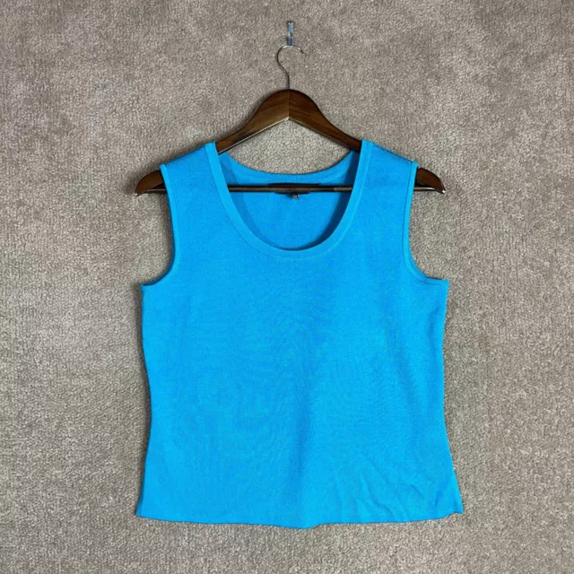 Ming Wang Tank Top Womens Petite Size PM Brilliant Blue Scoop Neck Knit Shirt