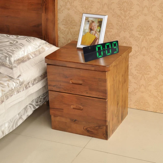 Mirror LED Alarm Clock Bed Night Light Thermometer Digital Clock USB Charging