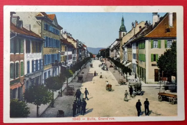 cpa suisse , BULLE grand'rue  - voyagée 1914