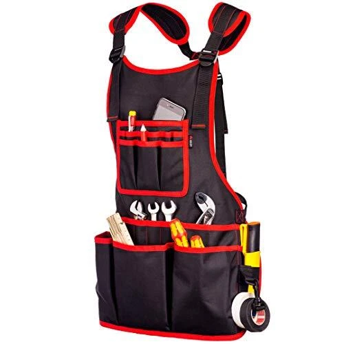 NoCry Heavy Duty Work Apron - 26 Tool Pockets Tape Measure Holder D Ring Loop...