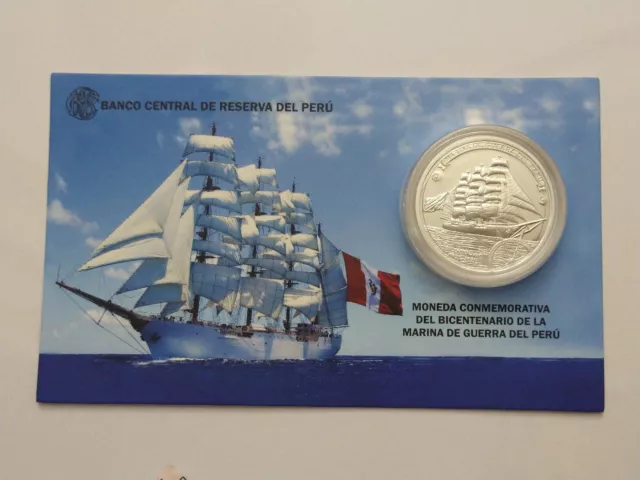 Perú Moneda  Conmemorativa Bicentenario Marina De Guerra Del Perú  Plata 925