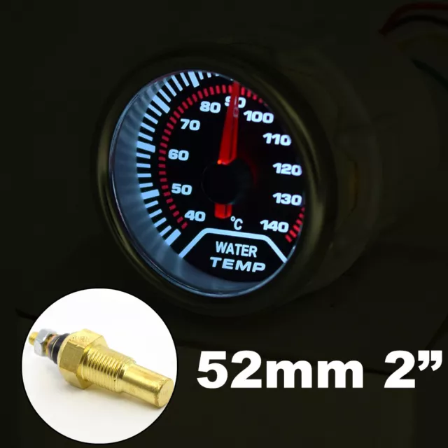 Universal 52mm Water Temp Gauge W/ Sensor Car Auto Meter LED Mechanical Dials