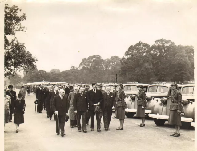 large original ww2 american surgical vehicles  on parade with goverment vips