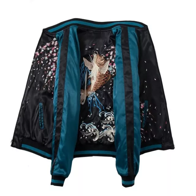 Embroidery Baseball Jacket Japanese Women's Quilted Bomber Sukajan Coats Winter