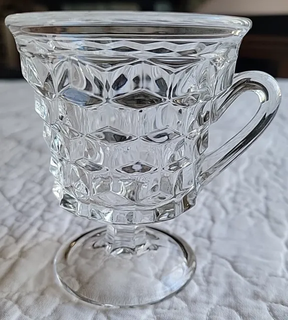 Fostoria AMERICAN CRYSTAL *3 1/2" - 4 1/2 OZ HANDLED SHERBET MCM Cubist HTF