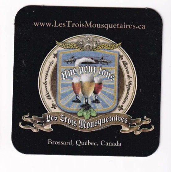 Les Trois Mousquetaires Quebec Canada Beer Coaster Mat