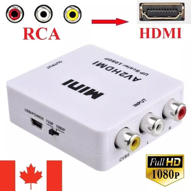 RCA to HDMI Adapter Converter Video Audio Composite AV 720p 1080p Upscaler CVBS