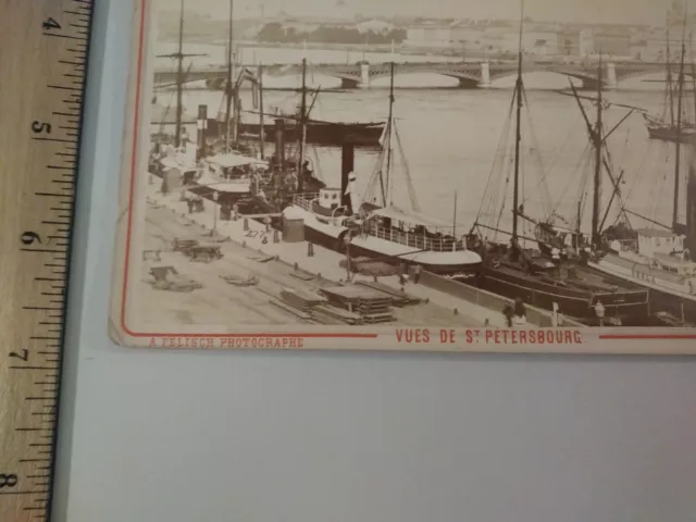 St. Petersburg Russia Petersbourg A. Felisch Boat Dock Cabinet Card Photo 3