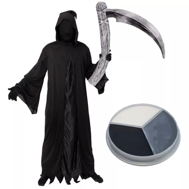 Adults Grim Reaper Costume Death Halloween Costume Fancy Dress Mens Ghoul Scythe