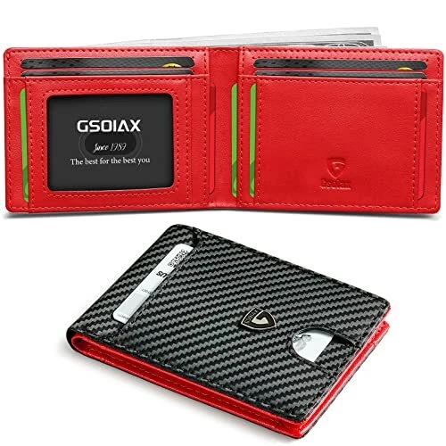 Genuine Leather Minimalist Bifold Wallets for Men RFID Blocking Slim Mens Wallet