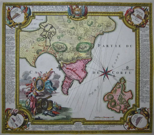 Korfu - Plan de la place de Corfu - Homann 1716 - Original rare map - Greece