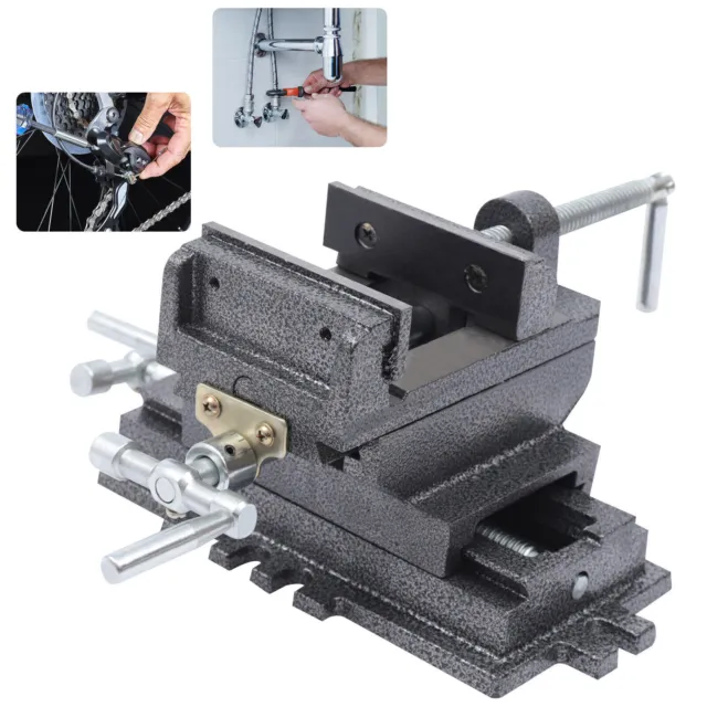 4in Cross Drill Press Vise Slide Metal Milling EDM 2 Way X-Y Clamp Machine Black