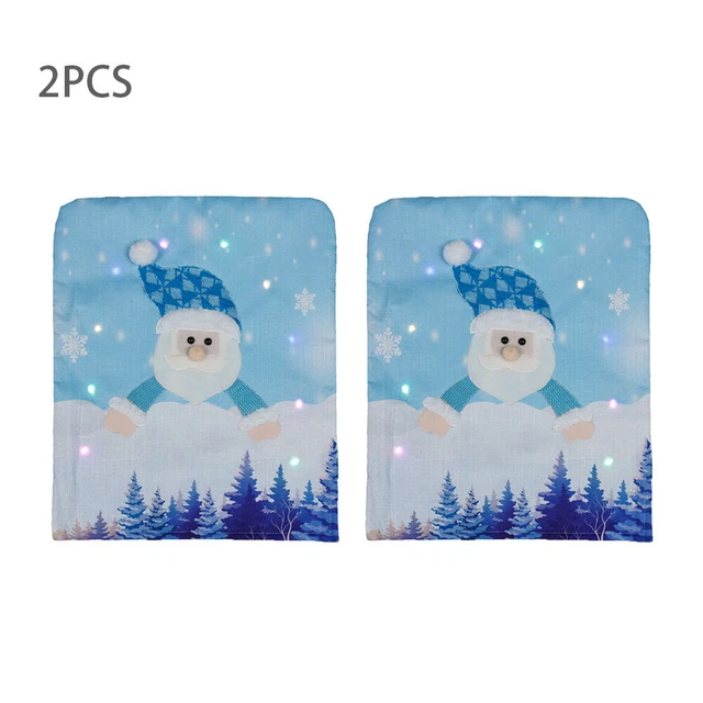2pcs Chair Cover Santa Claus Dining Room Christmas Decor Cute Soft LED Light