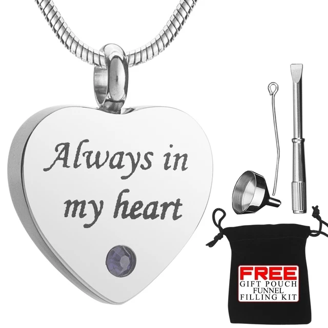 Cremation Ashes Urn Collar Corazón Pendent Joyería Memorial Locket Amatista