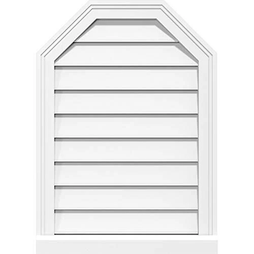 GVPOT32X1603SF Octagonal Top Surface Mount PVC Gable Vent, 32"W x 16"H, Facto...