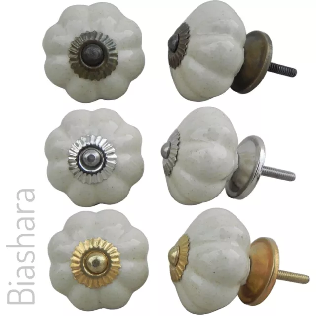 Off white CERAMIC DOOR KNOB Cream Cupboard Handles Cabinet Drawer Vintage Shabby