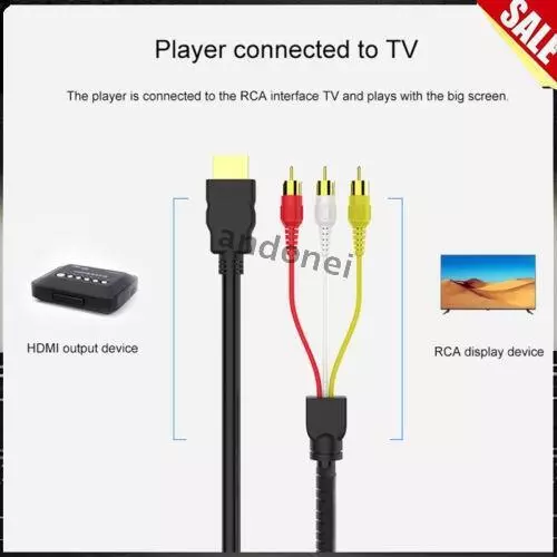 HDMI zu 3RCA 1,5M Kabel Scart Audio Video AV Full HD Konverter Adapter Male