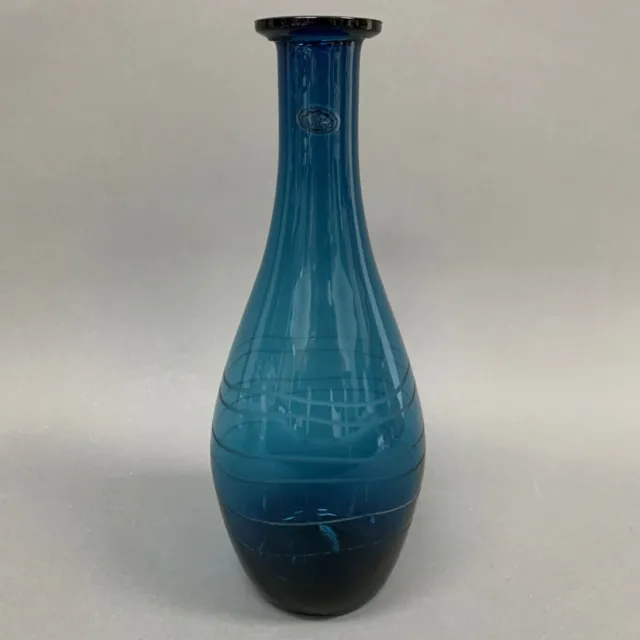 Home Essentials and Beyond Blue Glass Bottle Vase 11.5” Tall