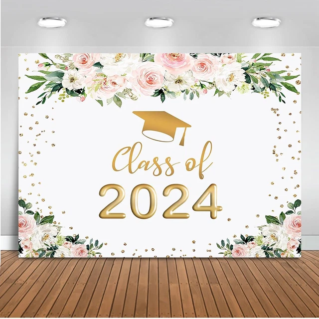 2024 GRADUATION BACKDROP Floral Congrats Grad Class of 2024 Photo