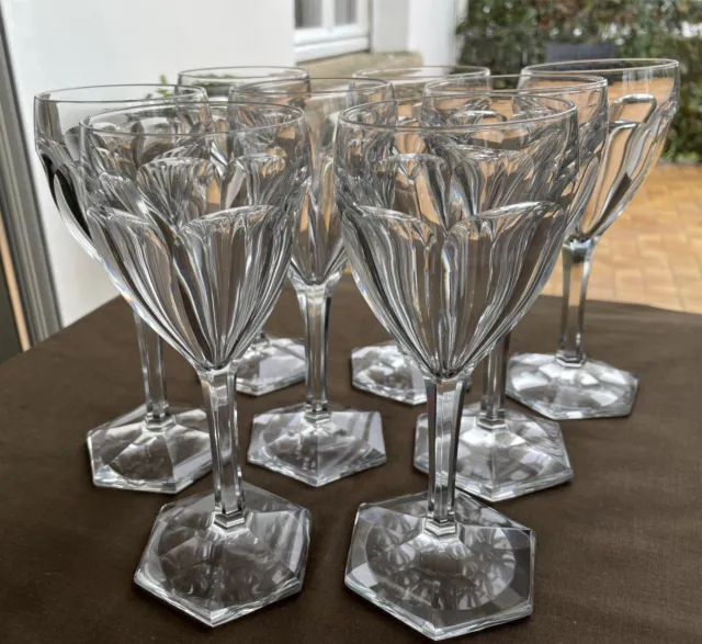 LOT 8 GRANDS VERRES CRISTAL VSL VAL SAINT LAMBERT SIEBEL CRYSTAL GLASSES 18.8 cm