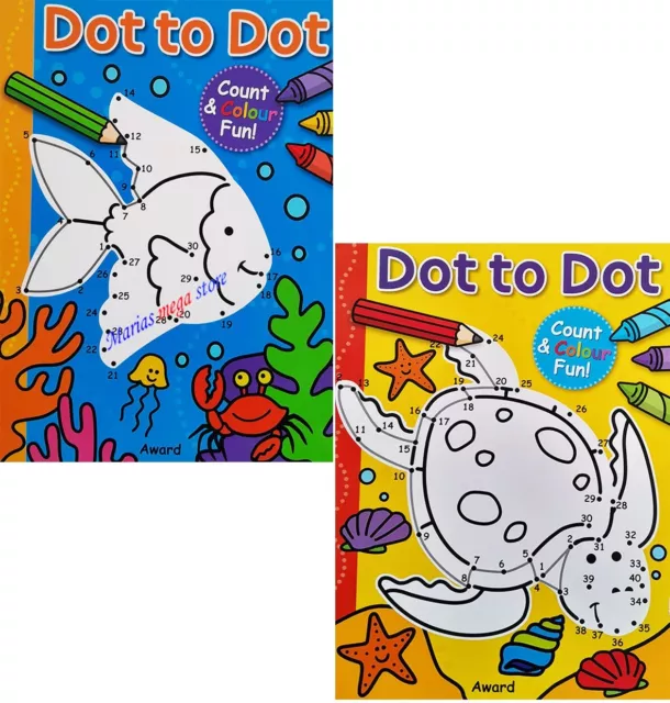 2 x A4 CHILDRENS KIDS DOT TO DOT PUZZLE  BOOK BOOKS COLOURING NUMBERS PRE-SCHOOL